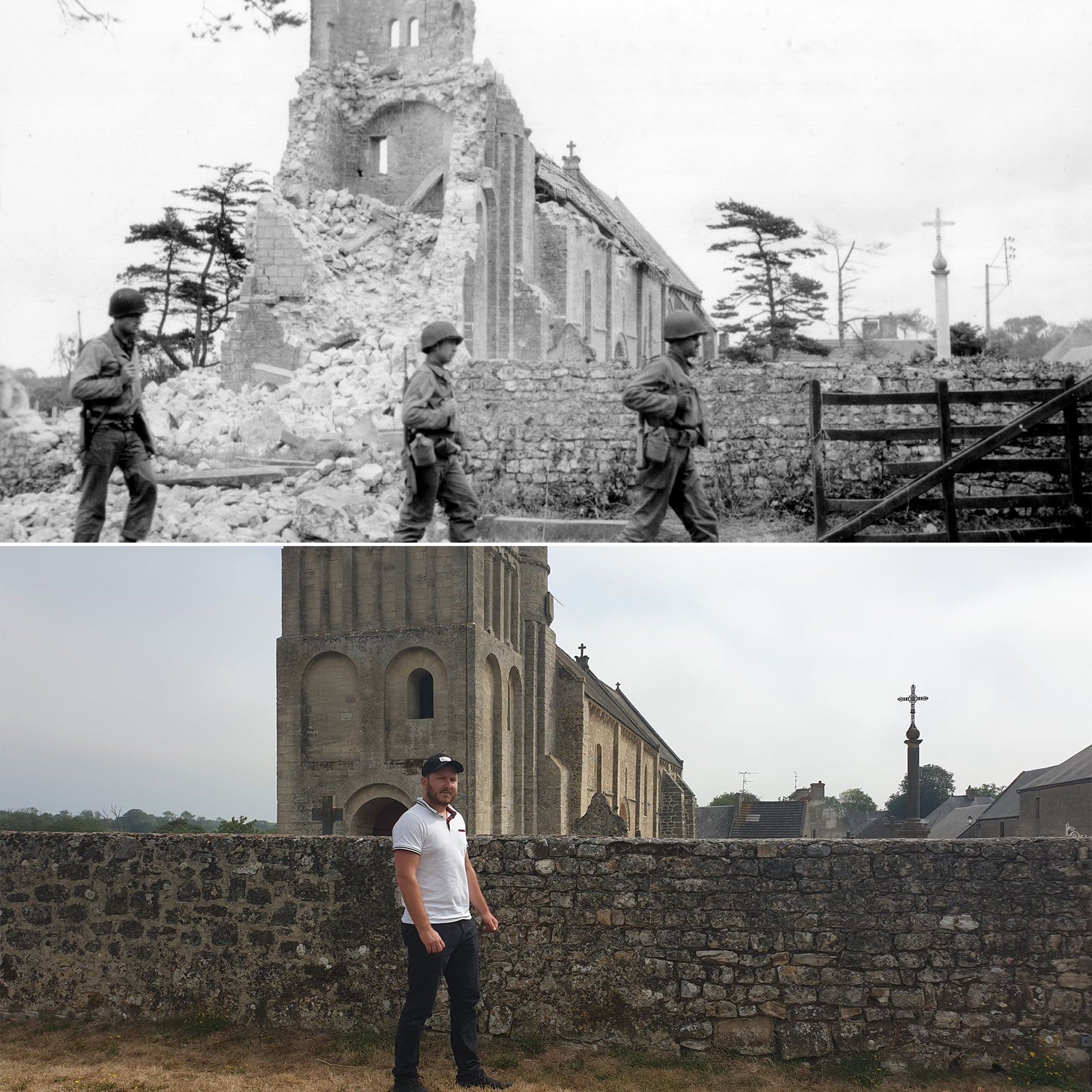 Omaha Beach WWII Then & Now Photographs