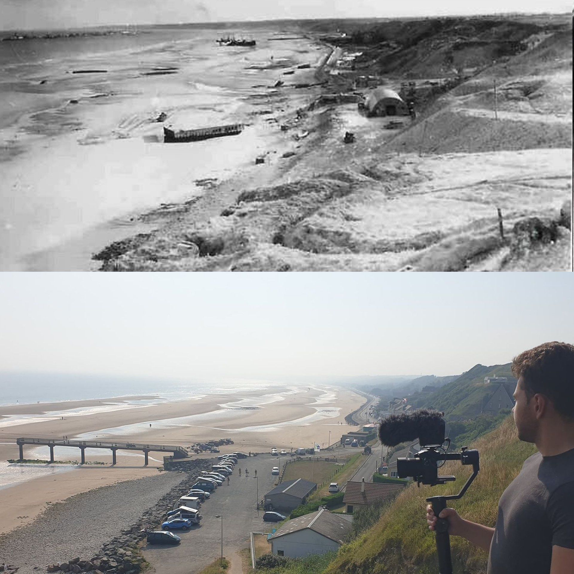 Omaha Beach Then and Now