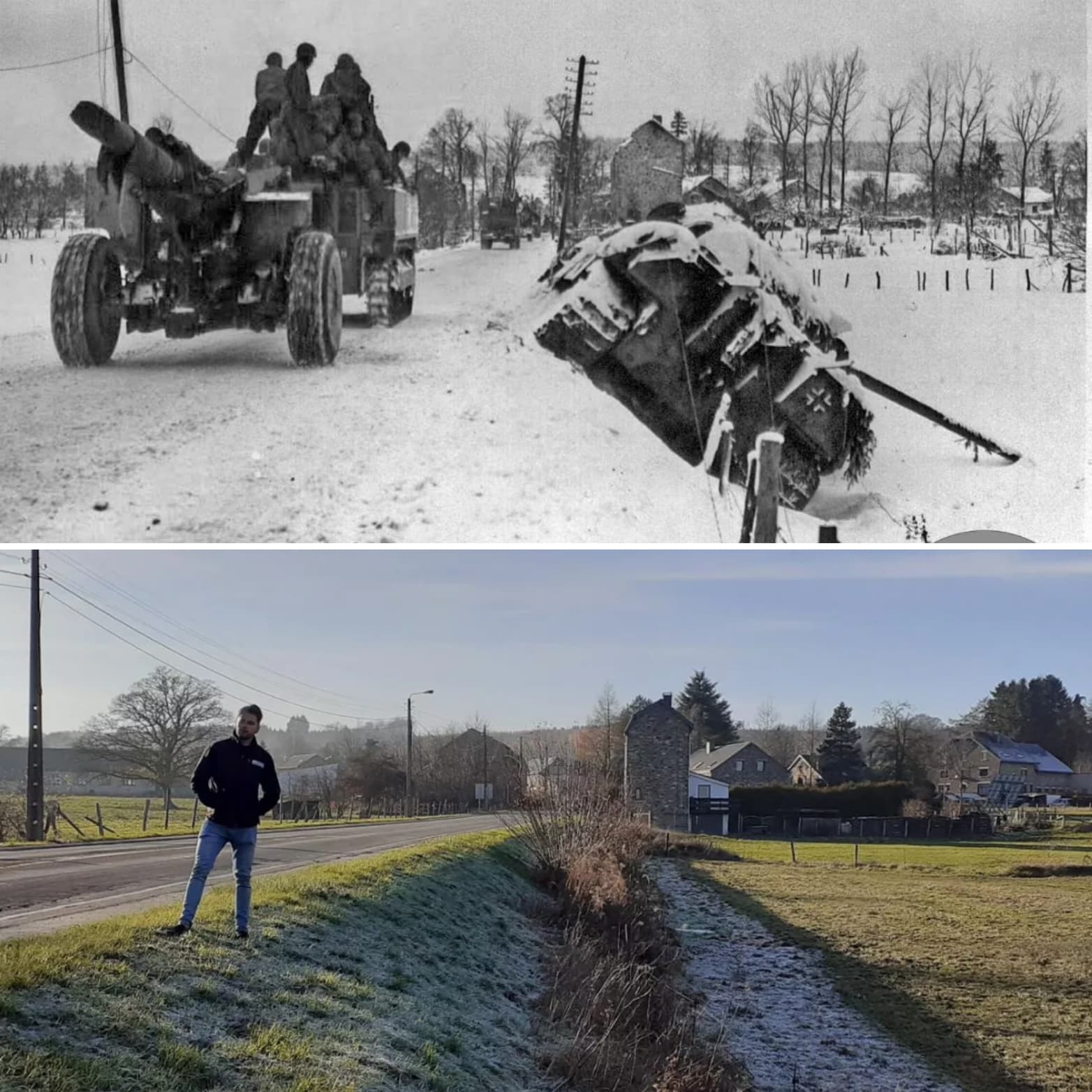 Battle of the Bulge Grandmenil Manhay 1945 Then & Now