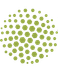 A circle of green dots on a white background.