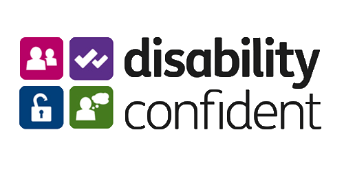 A logo for disability and confident with people and a lock.