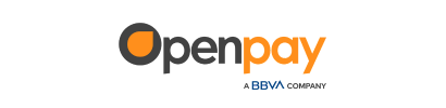 Se muestra un logotipo de OpenPay sobre un fondo blanco.