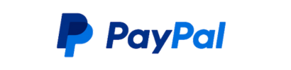 El logotipo de PayPal es azul y blanco sobre un fondo blanco.