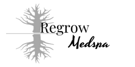 Logo for Regrow Medspa: a tree and its reflection, with the name of the business next to the tree.