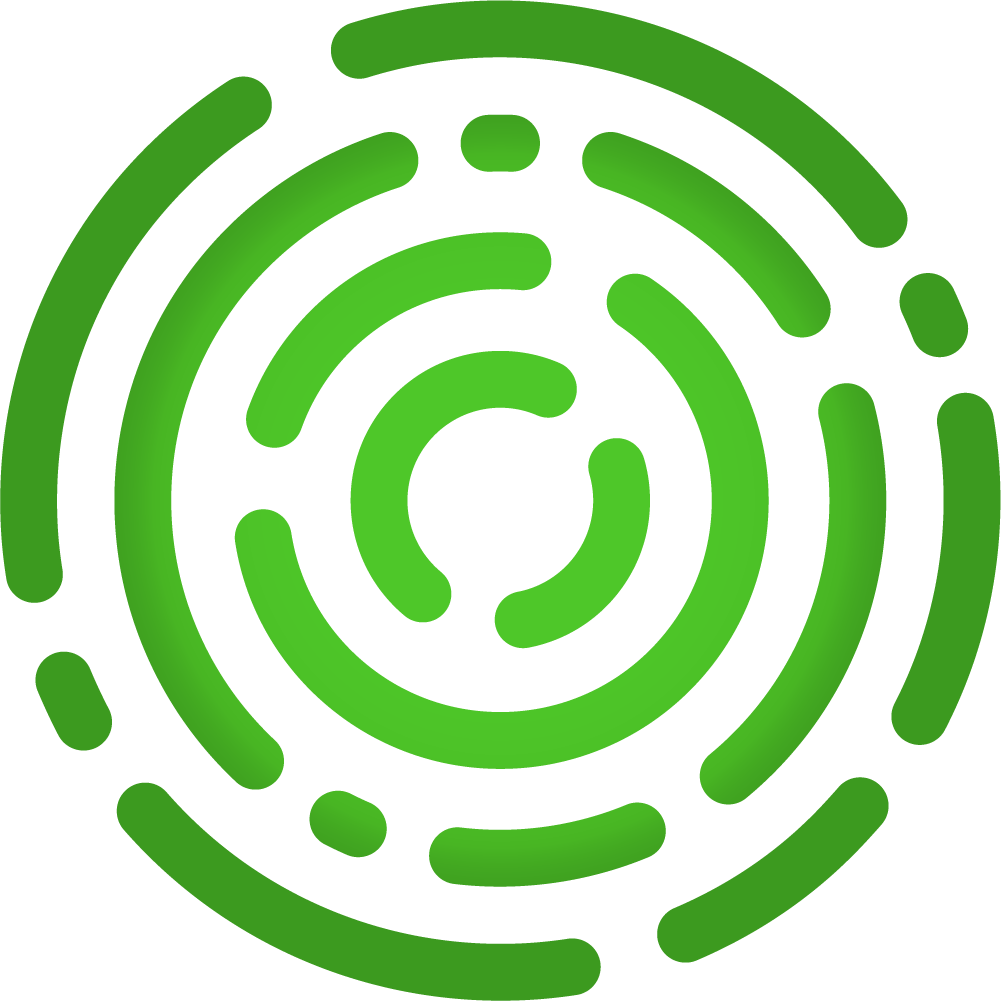 Green circular maze icon with a gradient effect.