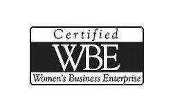 A black and white logo for a certified women 's business enterprise.