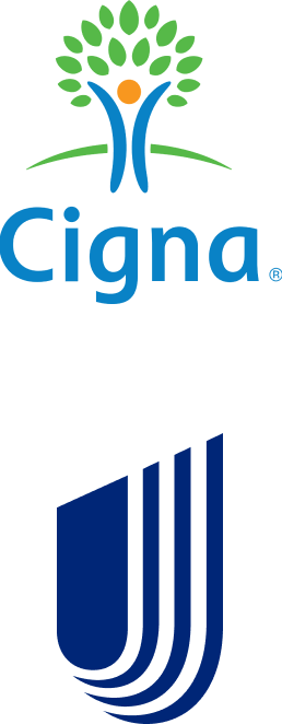 The logos for cigna and uj are shown on a white background.