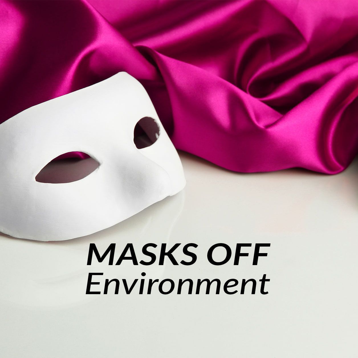 Mask off with pink silk behind mask