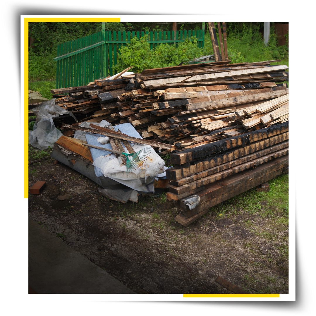 A pile of wood garbage
