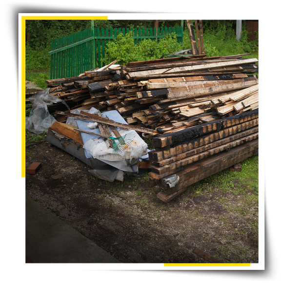 A pile of wood garbage