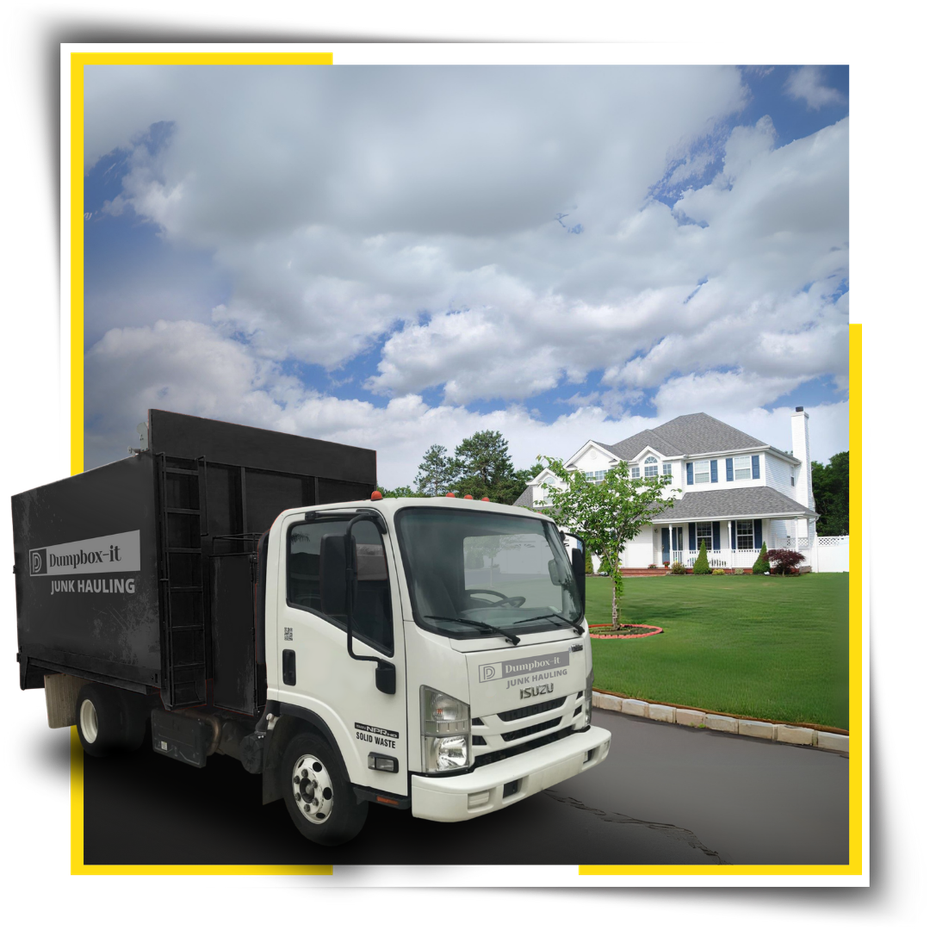 A dumpbox-it truck parked on the road