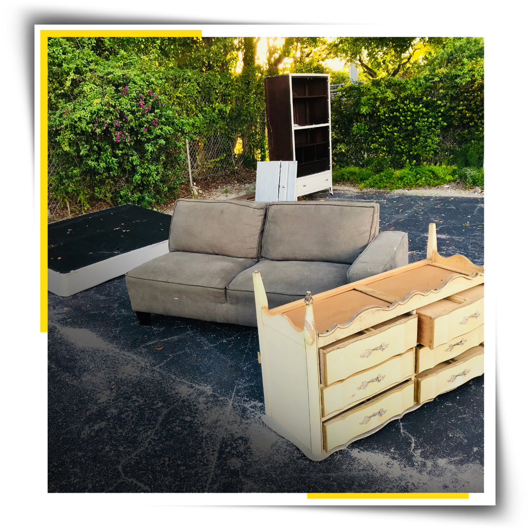 A pile of discarded furniture