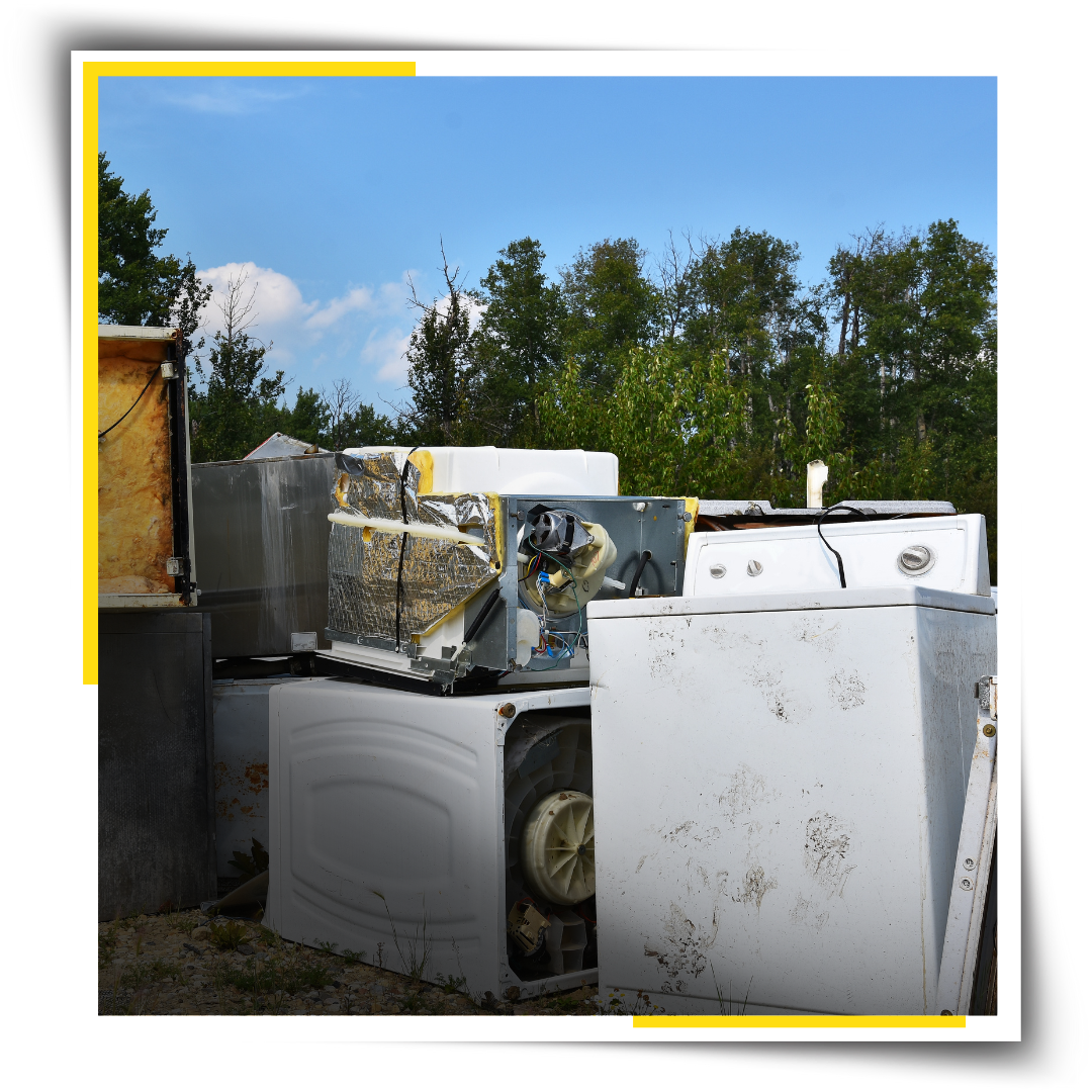 A pile of discarded appliance