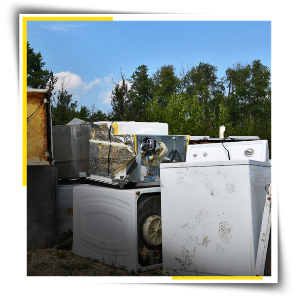A pile of discarded appliance