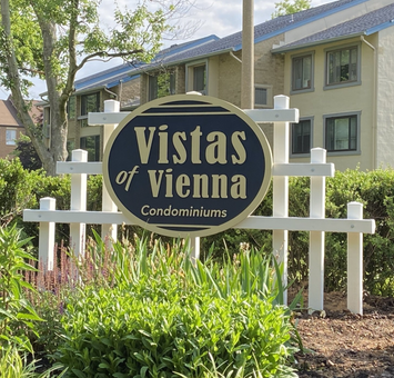 Monument sign - HDU Foam sign - Blue background cream letters