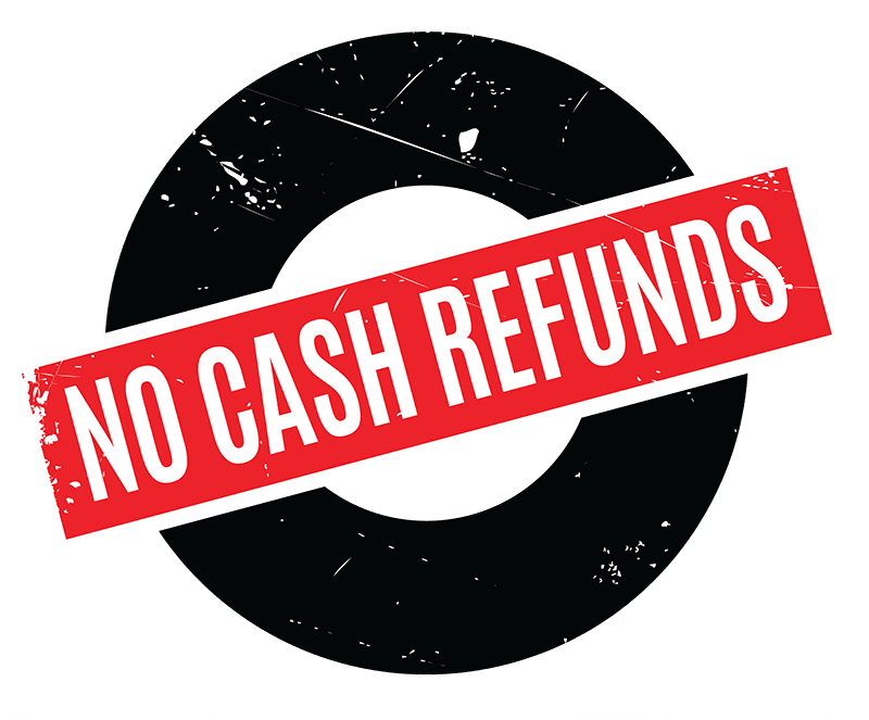 No Cash Refunds Logo
