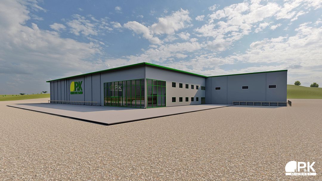 An artist 's impression of a large building with a green roof.