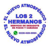Logotipo con texto azul: Servicio de drenaje “Los 2 Hermanos”, teléfono 0230-425-0004.