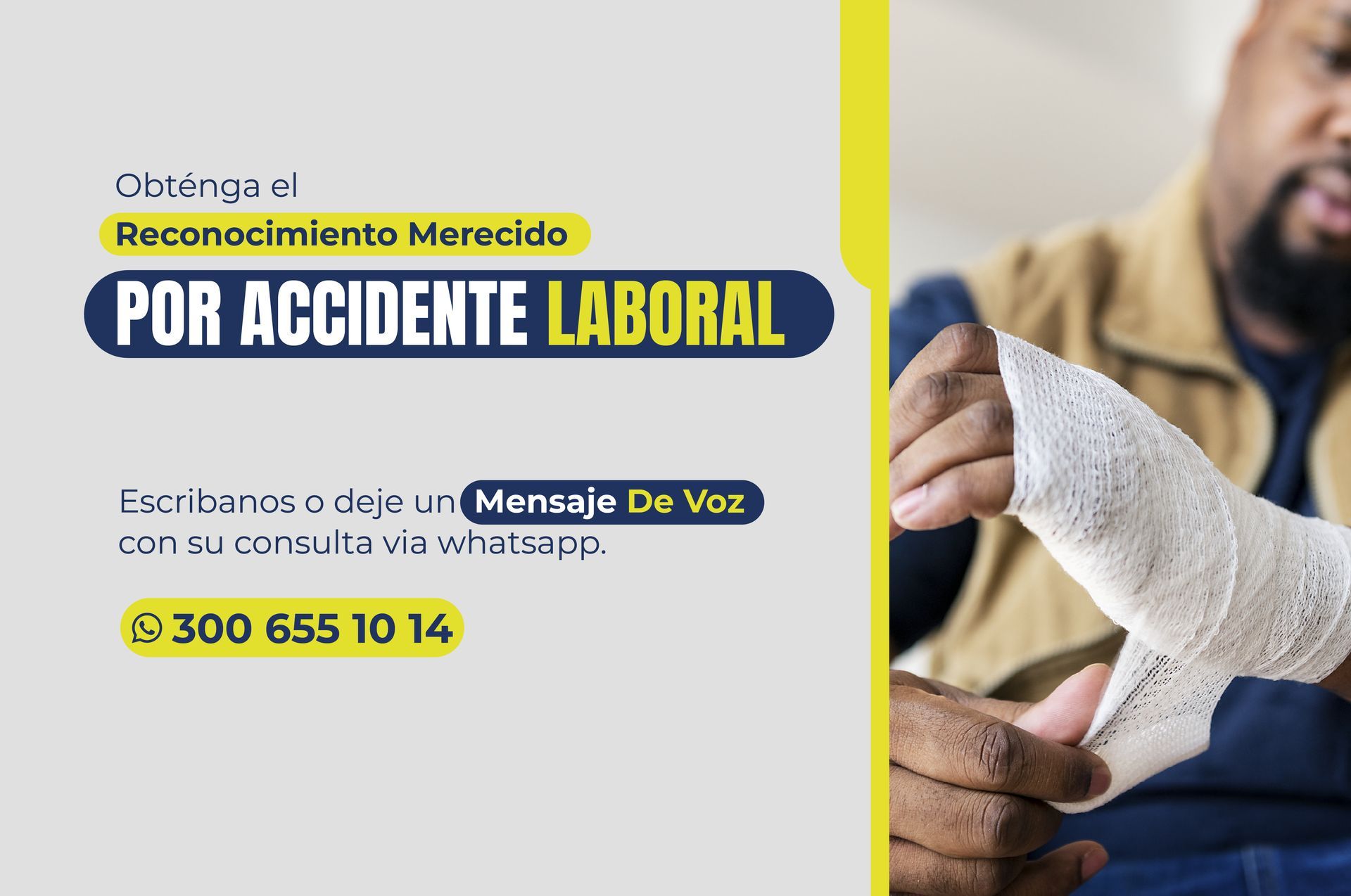 Un hombre sostiene una mano vendada en sus manos.