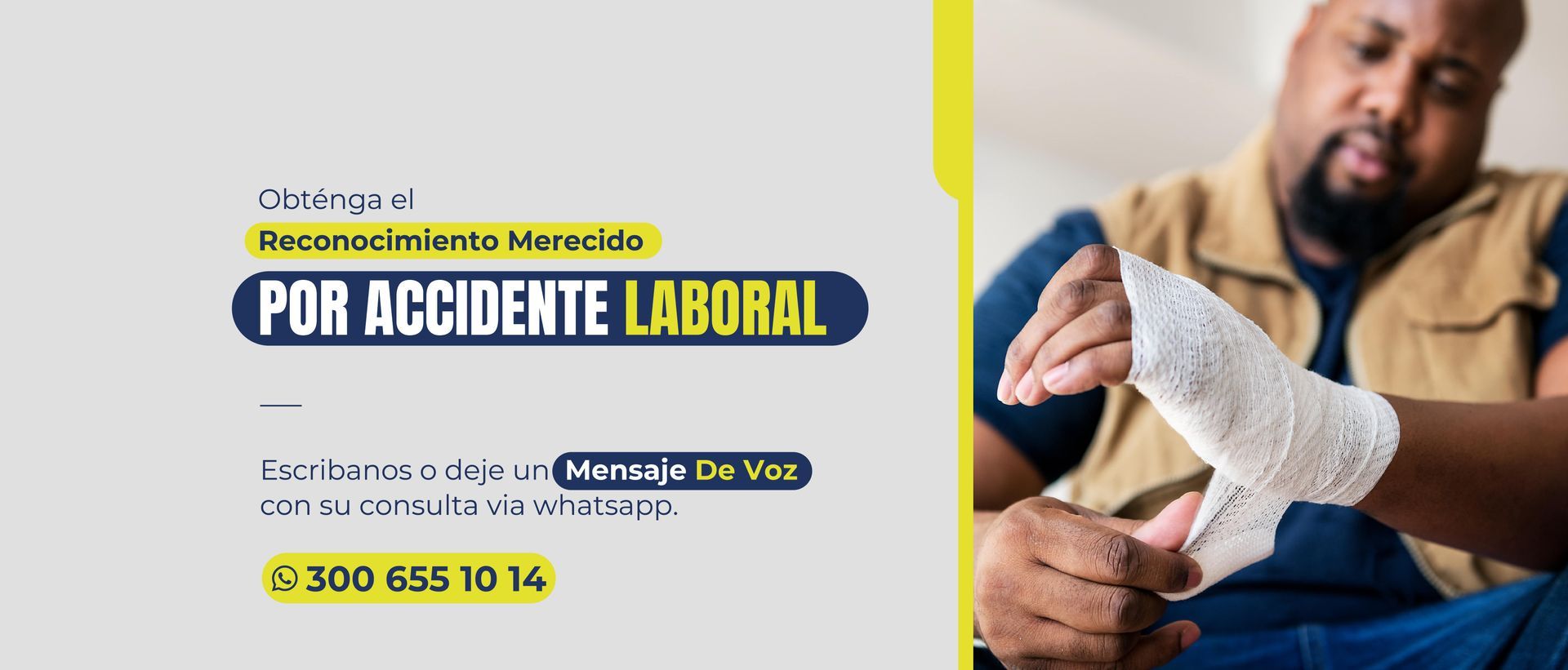 Un hombre se envuelve la muñeca con una venda.