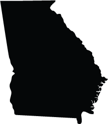 A black silhouette of the state of georgia on a white background.