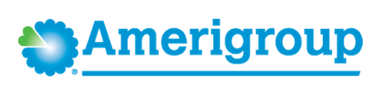 A blue and green logo for amerigroup