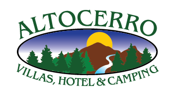 Un logotipo para el hotel y camping alto cerro villas