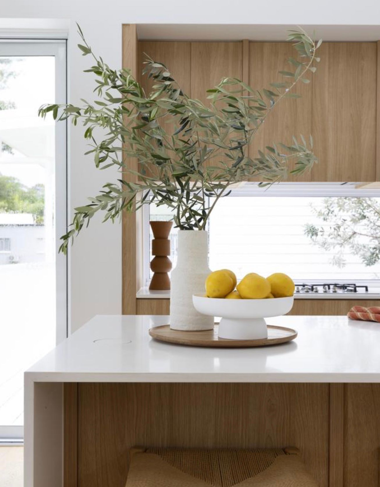 Modern Kitchen Island with White Countertop — Lukas Joinery in Port Stephens, NSW