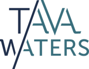 TAVA Waters blue and green color logo.