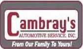 The logo for cambray 's automotive service inc. is from our family to yours !
