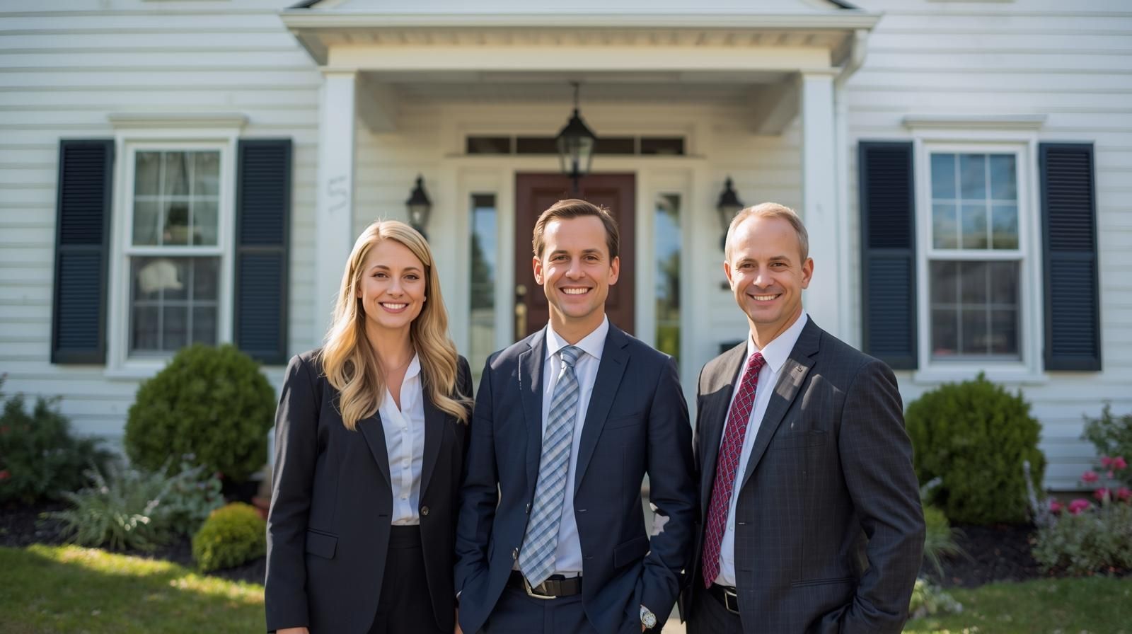 Three real estate agents standing in front of a home in Berwick, PA.