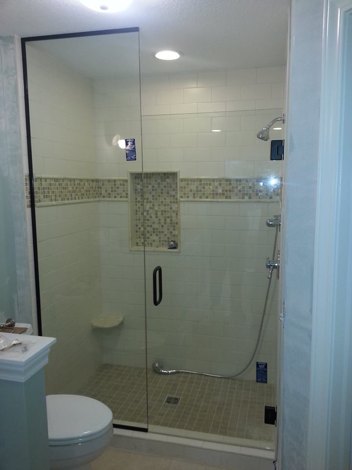 Pivot Door with sidelite - Showers Bathroom glass repair in Fort Wayne, IN
