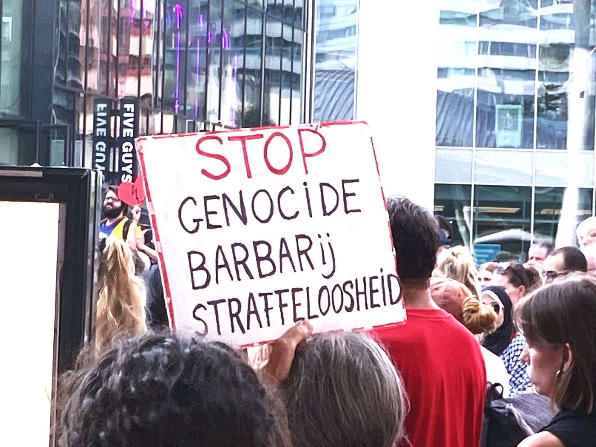 Protest sign reading 