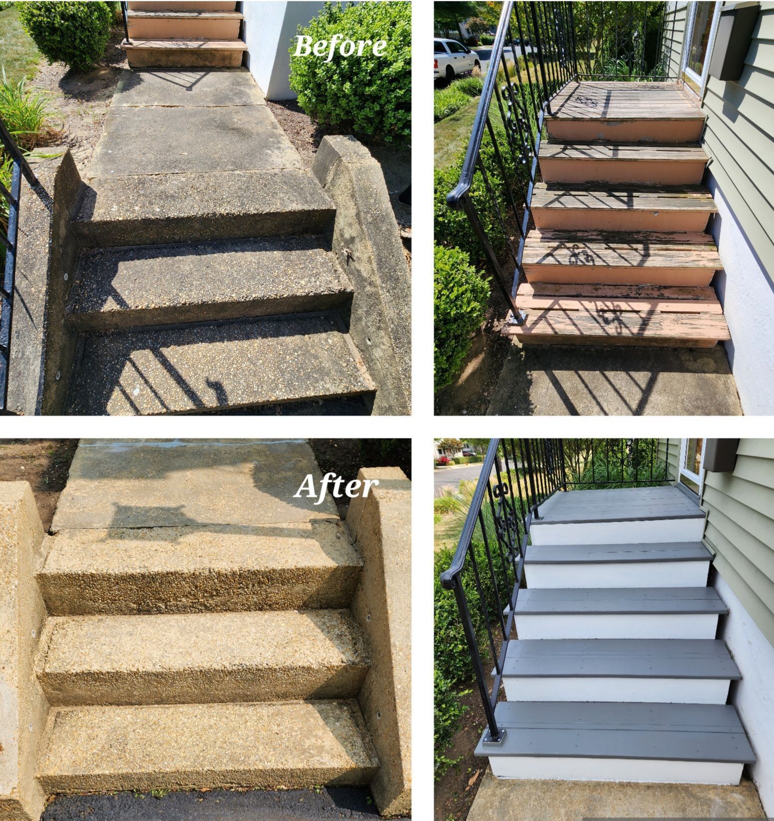 Before And After Of Front Door Steps — Montgomery, NJ — JGo Property Solutions
