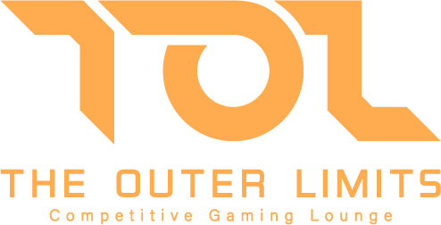 A logo for the outer limits competitive gaming lounge