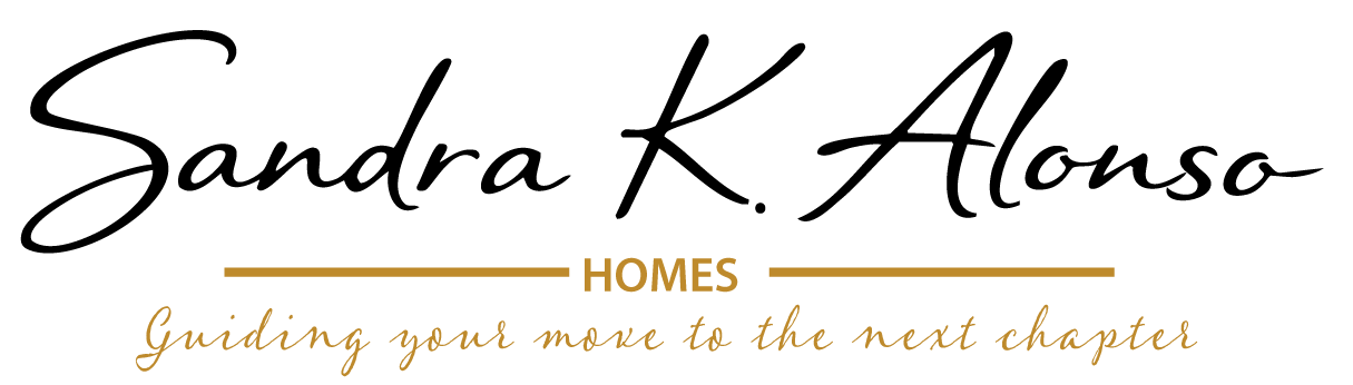 Logo for Sandra K. Alonso Homes featuring elegant script text and the tagline 