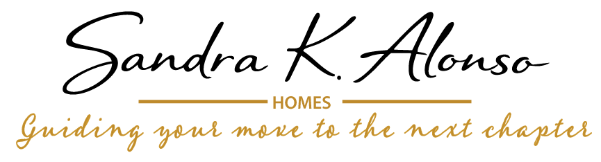 Logo for Sandra K. Alonso Homes featuring elegant script text and the tagline 