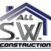 Logo for All S.W. Construction with a house outline above the company name. The letters "S.W." are stylized with a ruler and a nail.