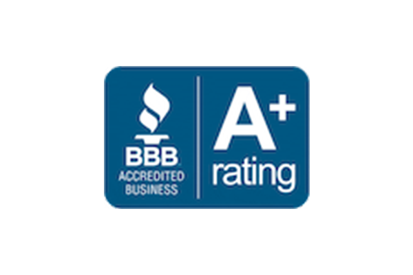 A blue rectangular badge featuring the white BBB torch logo and the text