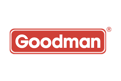 The Goodman logo: white text reading 