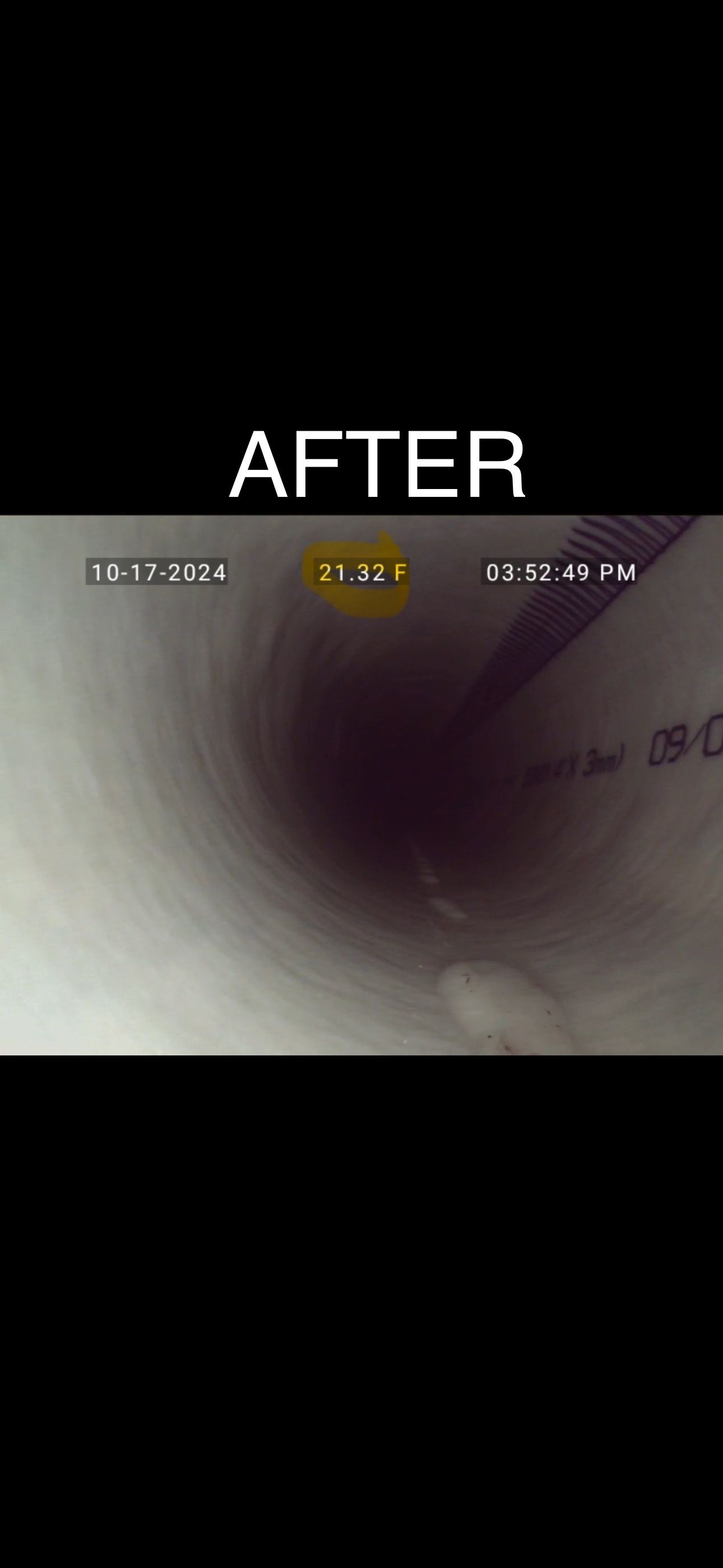 A picture of a pipe with the words `` after '' written on it.