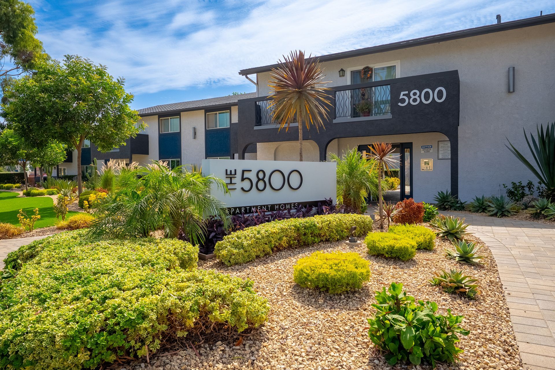 Monument sign and landscaping