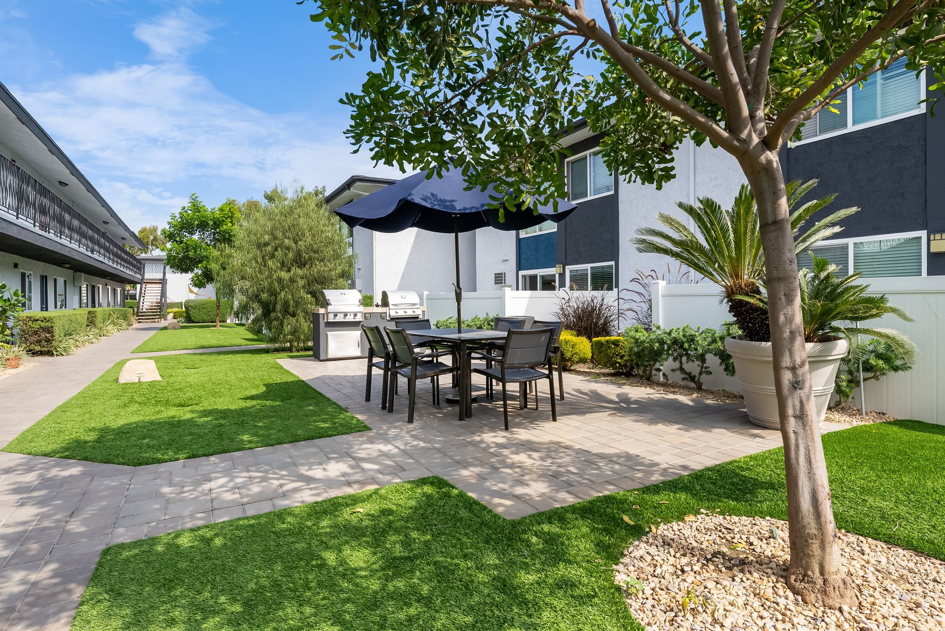 picnic table and umbrella