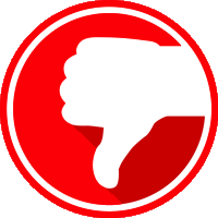 A hand is giving a thumbs down sign in a red circle.