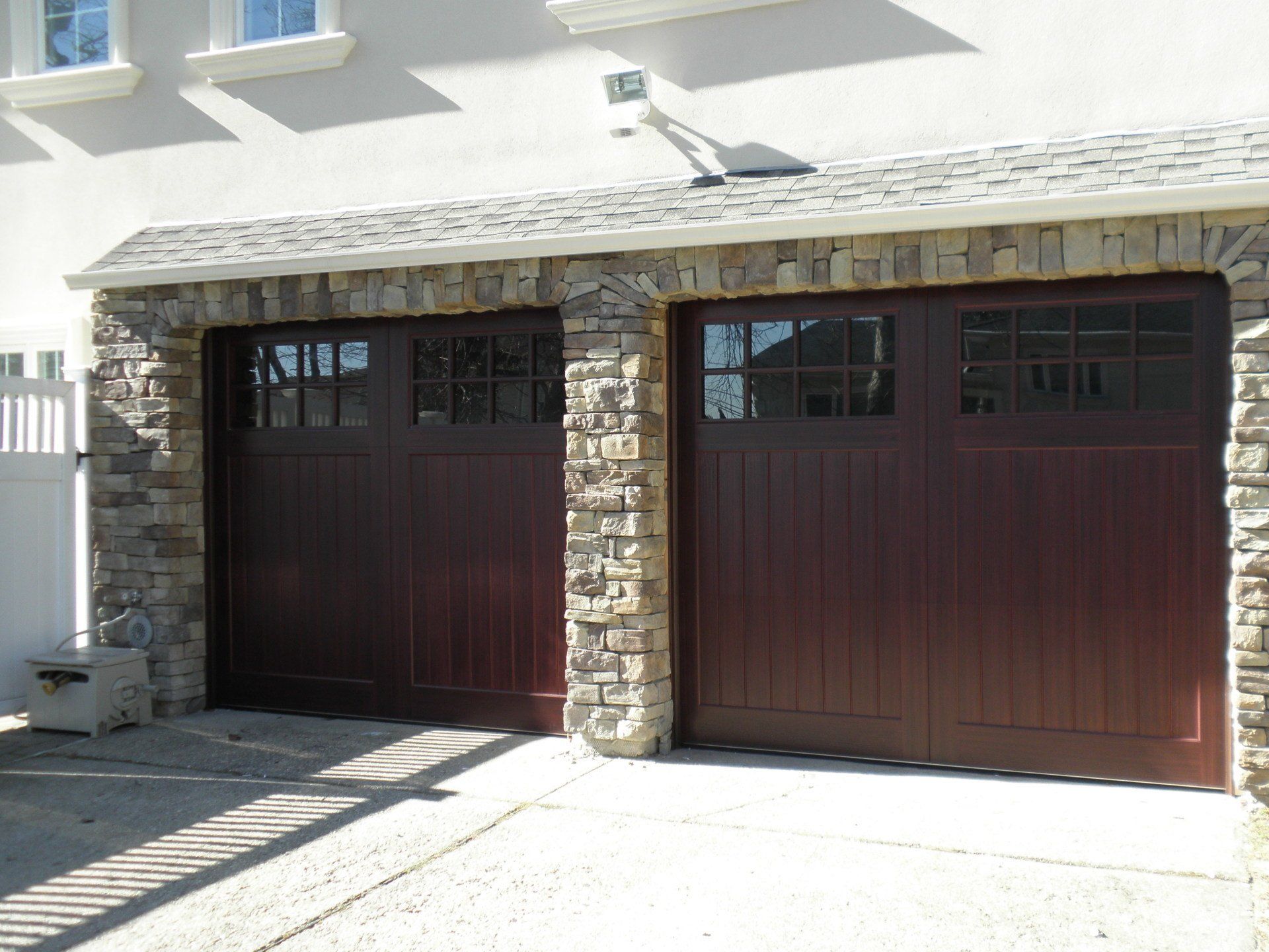 Carriage garage doors made of real wood