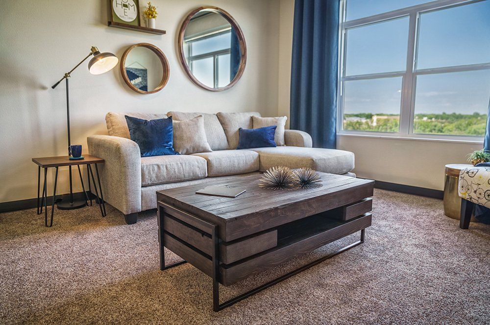 coffee table and couch in living room