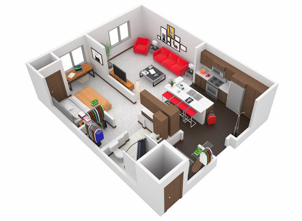 1 Bed B Floor Plan