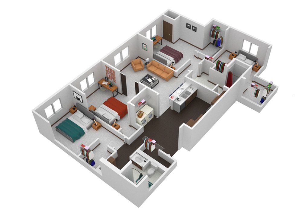 4 Bed, 2 Bath Floor Plan C