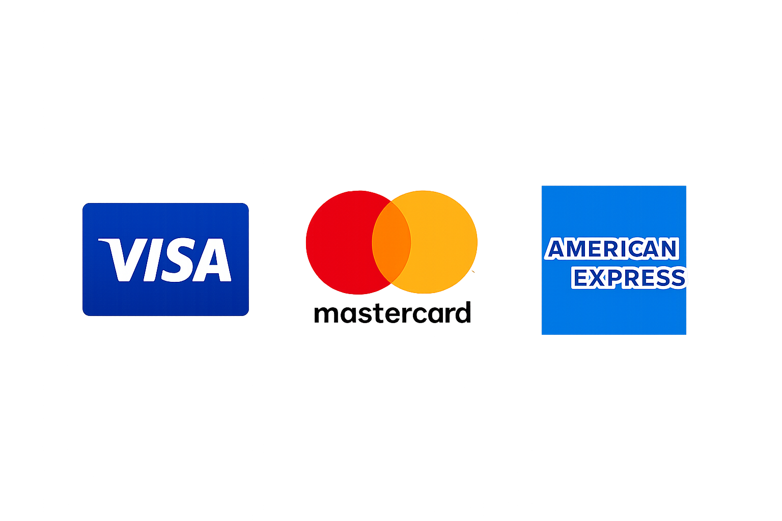 A visa , mastercard , and american express logo on a white background.