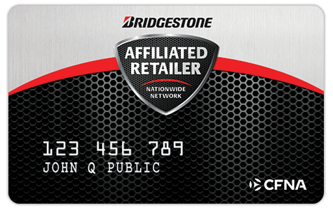 A bridgestone affiliated retailer card for john q public
